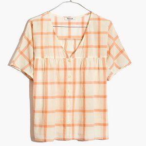 NWT Madewell Plaid Button-Front Top - Size S